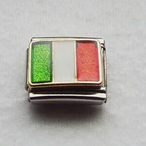 Flag of Italy enamel 9mm stainless steel Italian charm bracelet link new
